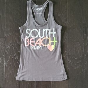 Surf Style Gray Sleeveless Fitted Tank Top